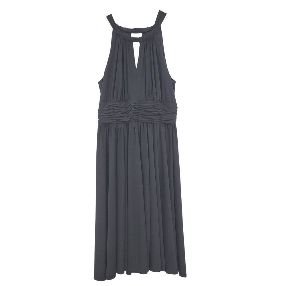 White House Black Market Womens Black Dress Sz 4 Sleeveless Ruched Waist Halter